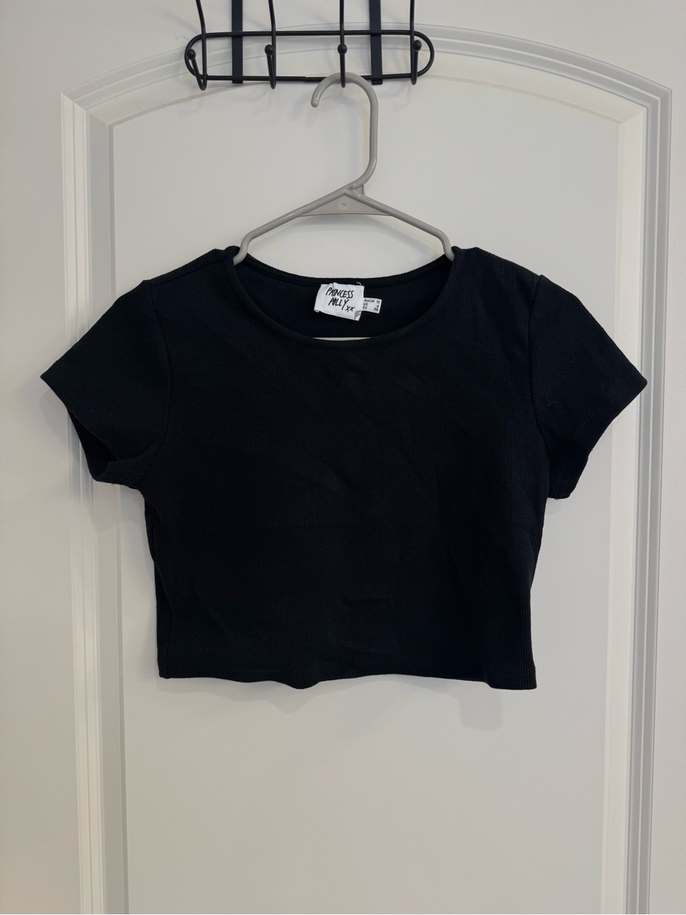 Princess Polly Black Ribbed Crop Top - Picture 2 of 8